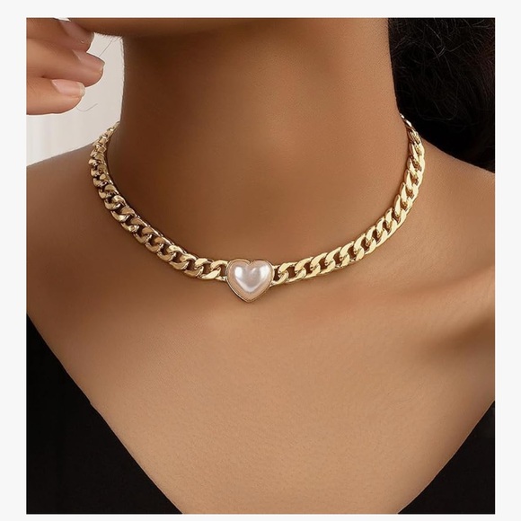 🆕 Heart Necklaces for Women Heart Choker Cuban Link - Picture 4 of 5